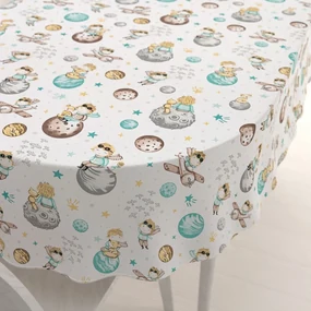 Biante Detský bavlnený oválny obrus Sandra SA-561 Malý princ na bielom 140x180 cm