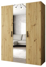 Šatníková skriňa 150 cm Borry 2 (dub artisan + čierna). Akcia -20%. Vlastná spoľahlivá doprava až k Vám domov. 1125811