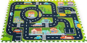 IPLAY penová podložka puzzle pre deti – mesto, cesty 114×86 cm, 12 dielikov, EVA