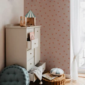 DEKORNIK Simple Hearts Pink And Red Brick - Tapeta