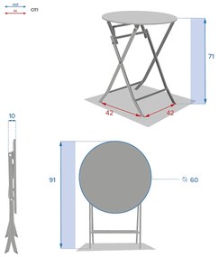 Hliníkový skladací stôl SUNNY ø 60 cm (antracit)