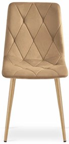 Jedálenská stolička LIBRA zamatová hnedá / drevené nohy