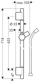 Hansgrohe Unica, S Puro sprchová tyč 650 mm so sprchovou hadicou Isiflex 1600 mm, leštený vzhľad zlata, HAN-28632990