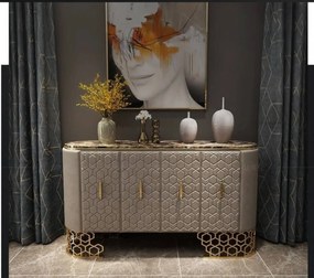 KOMODA KIRSTEN ZLATÉ NOHY + EKO-KOŽA + MRAMOR