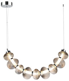 Závesné svietidlo Bolla, 9x grafitové sklenené tienidlo, ch, u