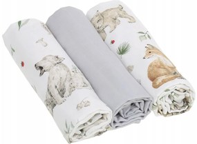 Detské mušelínové plienky BABYMAM PREMIUM 60x75 cm - sada 3 ks - Lesné zvieratká