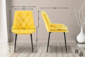Jedálenská stolička Wallace - zamat - Žltá