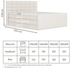 Béžová boxspring posteľ s úložným priestorom 200x200 cm Ava – Maison de Rêve