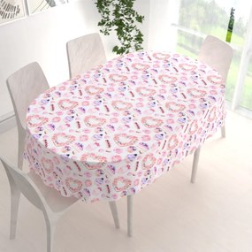 Biante Dekoračný oválny obrus PML-037 Ružová cukráreň 100x140 cm