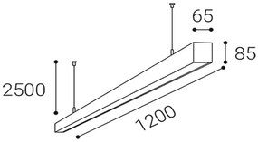 LED2 Závesné LED osvetlenie na lanku LINO, 32W, denná biela, hranaté, čierne