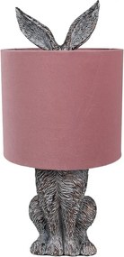 Šedá stolná lampa králik s ružovým tienidlom Rabbi - Ø 20*43 cm