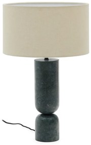 Tmavozelená/béžová mramorová stolová lampa s textilným tienidlom (výška 57 cm) Vex – Kave Home