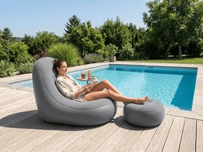 Nafukovacie kreslo s taburetom RESTIO 86x88 cm, sivé