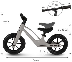 Balančný bicykel Kidwell Vito Balance, detské odrážadlo, sivý, horčíkový rám