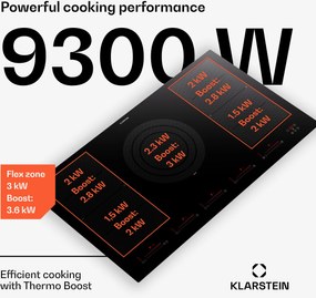 Klarstein Masterzone 90 Flex, indukčná varná doska, max. 12 600 W, vstavaná, 5 zón, 2 Flex zóny, technológia ThermoBoost, Smart Flex