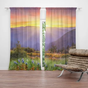 Sablio Záves Západ slnka nad lesom: 2 ks 140x250 cm