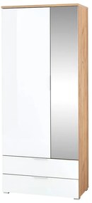 Biela šatníková skriňa v dekore duba so zrkadlom 84x196 cm Telde - Germania
