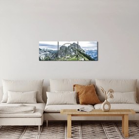 Obraz - Vrcholy hôr (s hodinami) (90x30 cm)