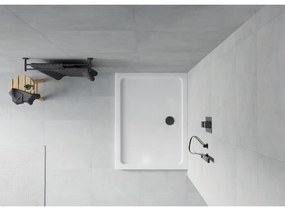 Mexen SLIM - Obdĺžniková sprchová vanička 140x80x5cm + čierny sifón, biela, 40108014B