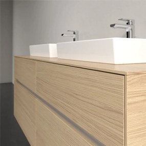 VILLEROY &amp; BOCH Collaro závesná skrinka pod dve umývadlá na dosku, 4 zásuvky, s LED osvetlením, 1400 x 500 x 548 mm, Nordic Oak, C076B0VJ