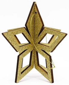DECOLED Zlatá hvězda, 3D, 15 cm