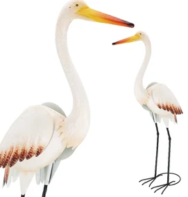 Záhradná kovová figúrka Crane, 87 cm, viacfarebná