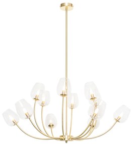 Klasická závesná lampa zlatá so sklom 12 svetiel - Elien