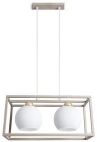 Závesné svietidlo Eliza Cage, 2x biele sklenené tienidlo v kovovom ráme