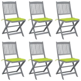 Skladacie záhradné stoličky s podložkami 6 ks akáciový masív 3065445
