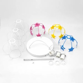 Detský luster na lanku STARS 3xE27/15W/230V modrá/ružová/žltá