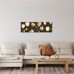 Obraz - Tulipány - abstraktné (s hodinami) (90x30 cm)
