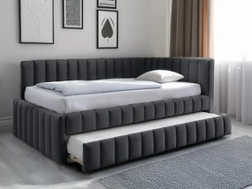 Čalúnená posteľ COMFINO VELVET s prístelkou 120x200 cm tmavosivá