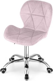 Set do pracovne ZARIMO stôl 80x40 cm biely + kreslo AVOLA VELVET ružové
