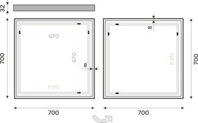 Nimco LED zrkadlo 700x700 - ZP 13077