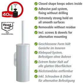 Biela samodržiaca WC kefa z nehrdzavejúcej ocele Orea – Wenko