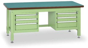 Dielenský stôl GL s 2 závesnými boxami na náradie, MDF + PVC doska, 6 zásuviek, 1800 x 750 x 800 mm