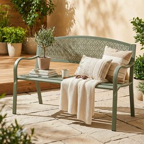 Kaki kovová záhradná lavica Lizette – Bizzotto