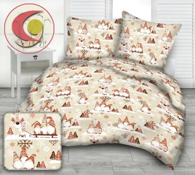 A- Vianočný škriatok hnedý bavlnené obliečky DeLuxe Rozmer obliečok: 140x200 cm, Obsah balenia: Set Balenie