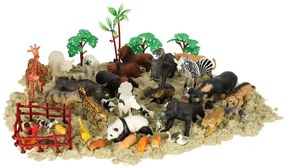 KIK Figúrky zvierat Zoo, Safari a Farma – hracia súprava 59 ks