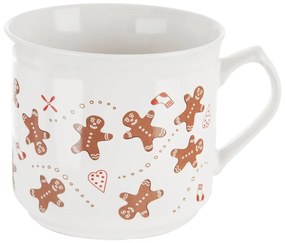 Biely keramický hrnček s vianočným motívom 500 ml Gingerbread – Dakls