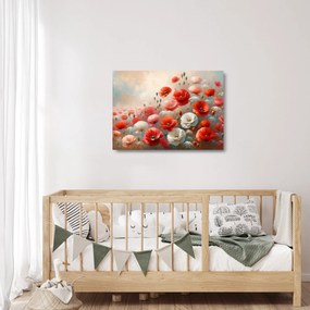 Sklenený obraz - Maľba vlčích makov (70x50 cm)