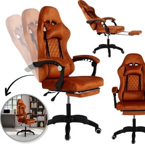 Kancelárske kreslo s masážou - hnedý zamat