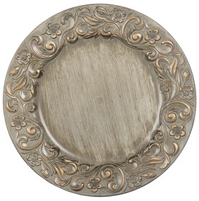 Zlato strieborný plastový dekoratívne tanier - Ø 33 * 2 cm