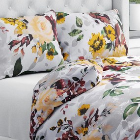 Biante Bavlnené posteľné obliečky Sandra SA-217 Veľké žlté kvety Jednolôžko 140x200 a 70x90 cm