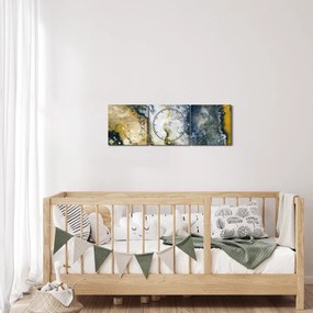 Obraz - Zlatá abstrakcia (s hodinami) (90x30 cm)