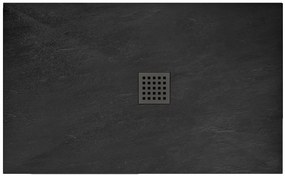 Rea BLACK ROCK- Akrylátová sprchová vanička 90 x 120 x 3,5 cm + sifón, čierna, REA-K4580