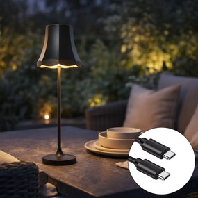 Retro stolná lampa čierna nabíjateľná IP44 - Granny