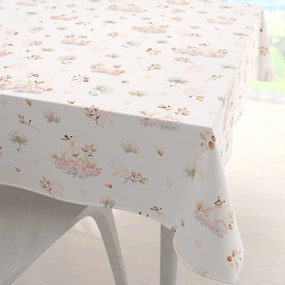 Biante Bavlnený štvorcový obrus Sandra SA-610 Labute medzi leknami na bielom 150x150 cm
