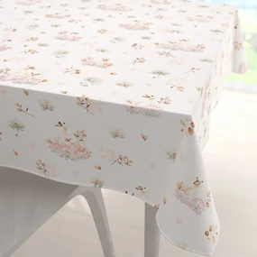 Biante Bavlnený štvorcový obrus Sandra SA-610 Labute medzi leknami na bielom 150x150 cm