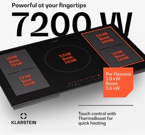 Klarstein Delicatessa 90 Hybrid Prime vstavaná indukčná varná doska 5 zón 7200 W sebestačná